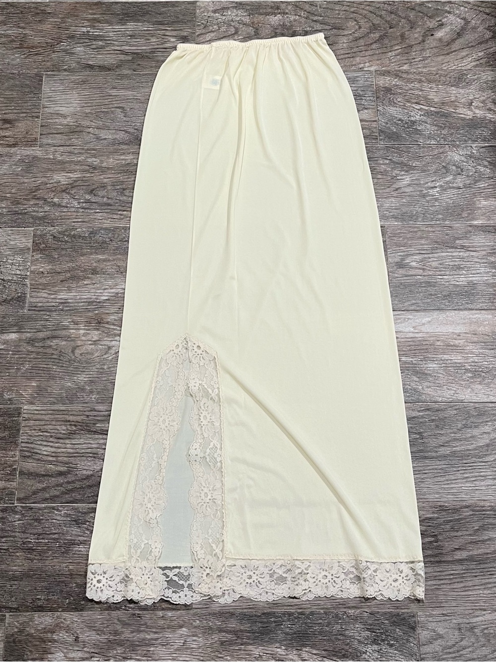 Cream Lace-Trim Slip Skirt